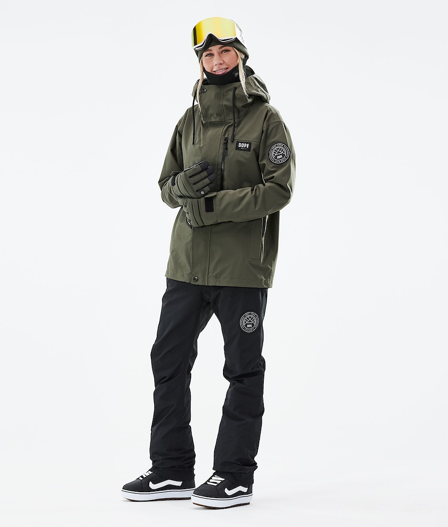 Dope Blizzard W Full Zip 2021 Snowboardjacke Damen Olivgrün Grün | RV4102836