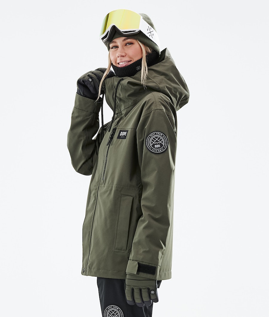Dope Blizzard W Full Zip 2021 Snowboardjacke Damen Olivgrün Grün | RV4102836