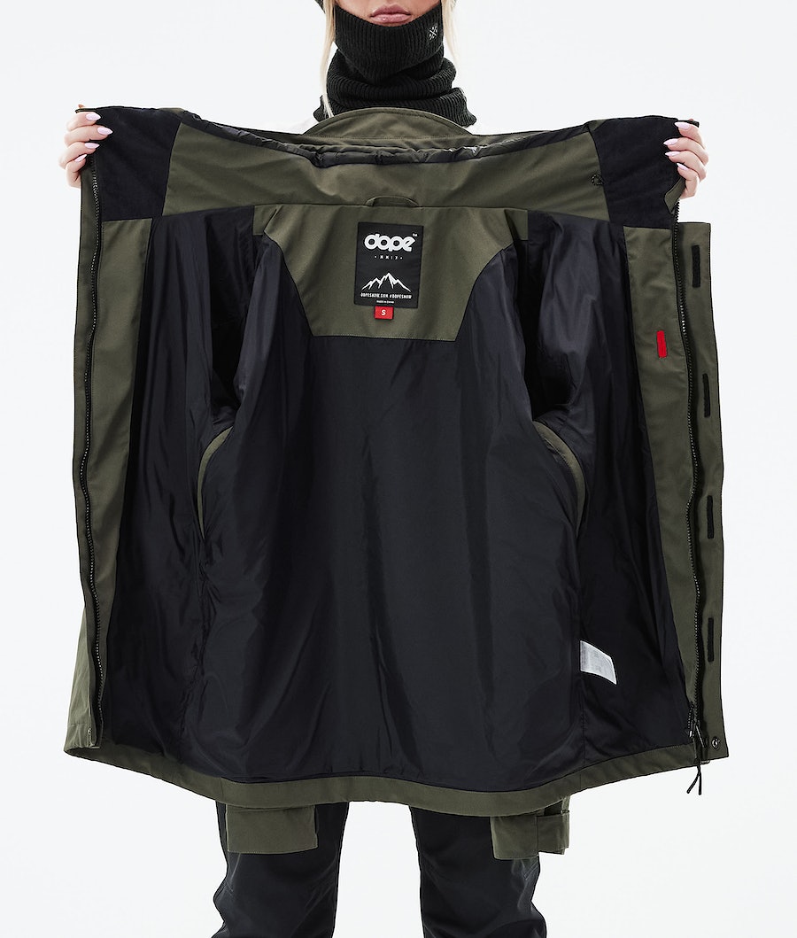 Dope Blizzard W Full Zip 2021 Snowboardjacke Damen Olivgrün Grün | RV4102836