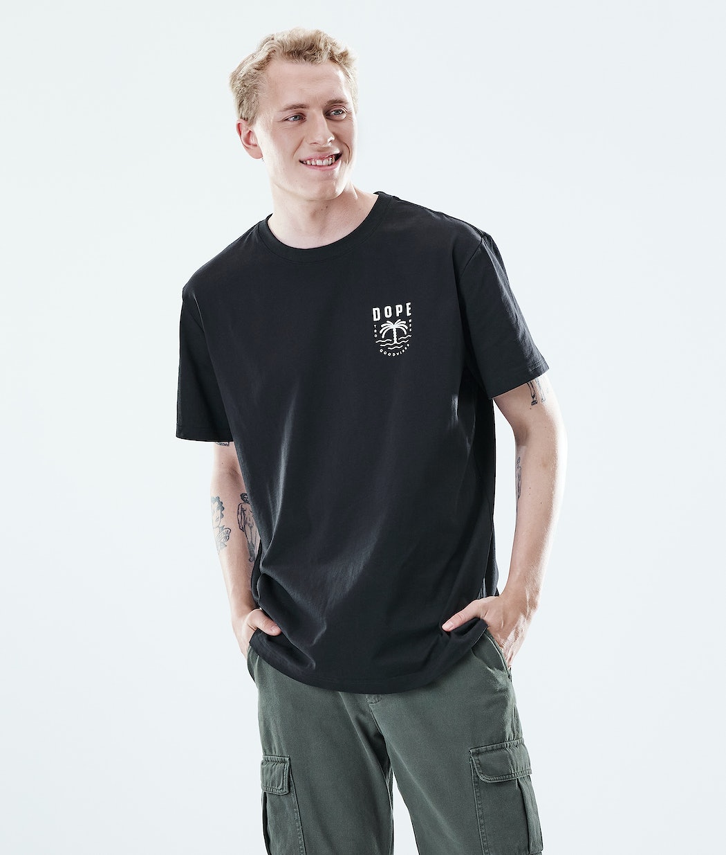 Dope Daily Palm T-Shirts Herren Schwarz | IS7029315