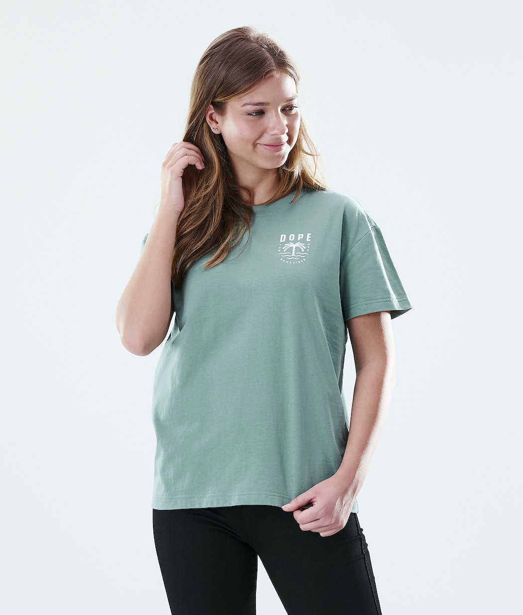 Dope Regular Palm T-Shirts Damen Grün | SD7198523
