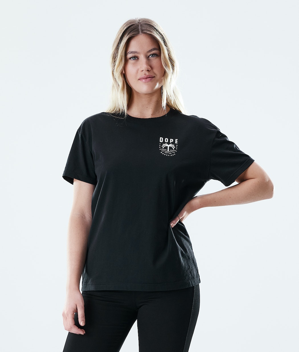 Dope Regular Palm T-Shirts Damen Schwarz | XO0319862