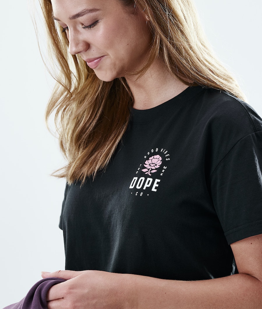 Dope Regular Rose T-Shirts Damen Schwarz | WJ1905842